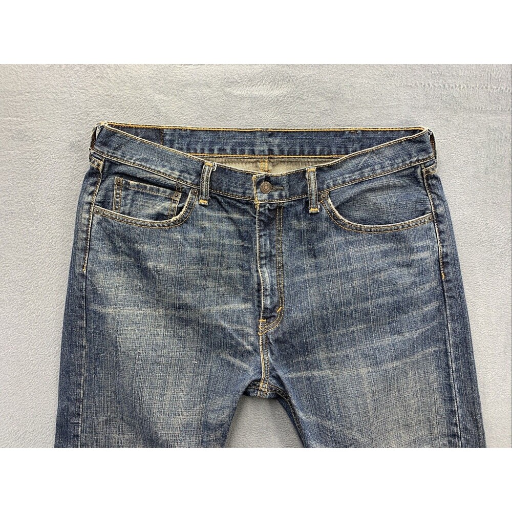 Levi's 505 Denim Jeans Men's Regular Fit Size 38X30 Blue Stretch Dark Wash - Picture 7 of 16